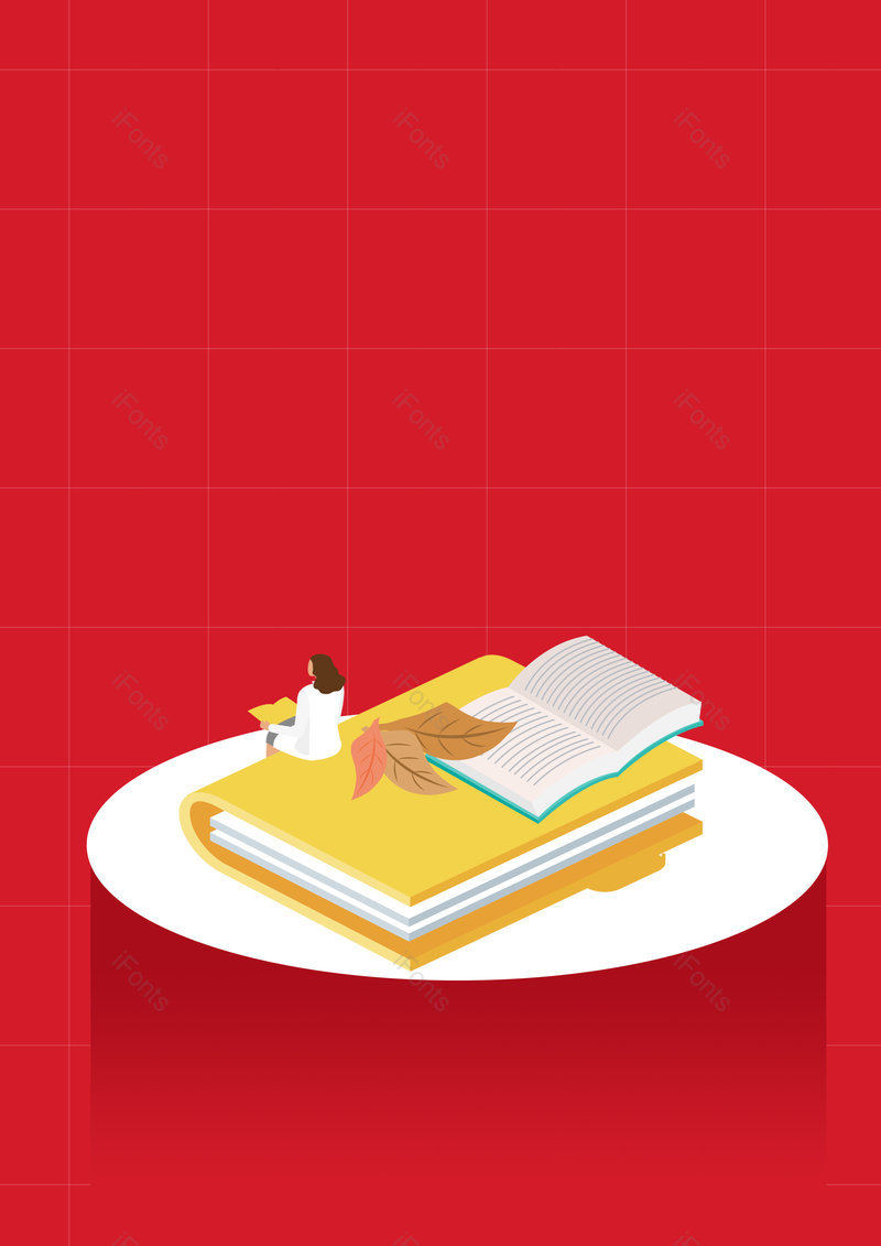 2.5D插画红色简约读书日书本人物,插画/手绘图,插画/手绘图库,插画/手绘图下载,插画/手绘